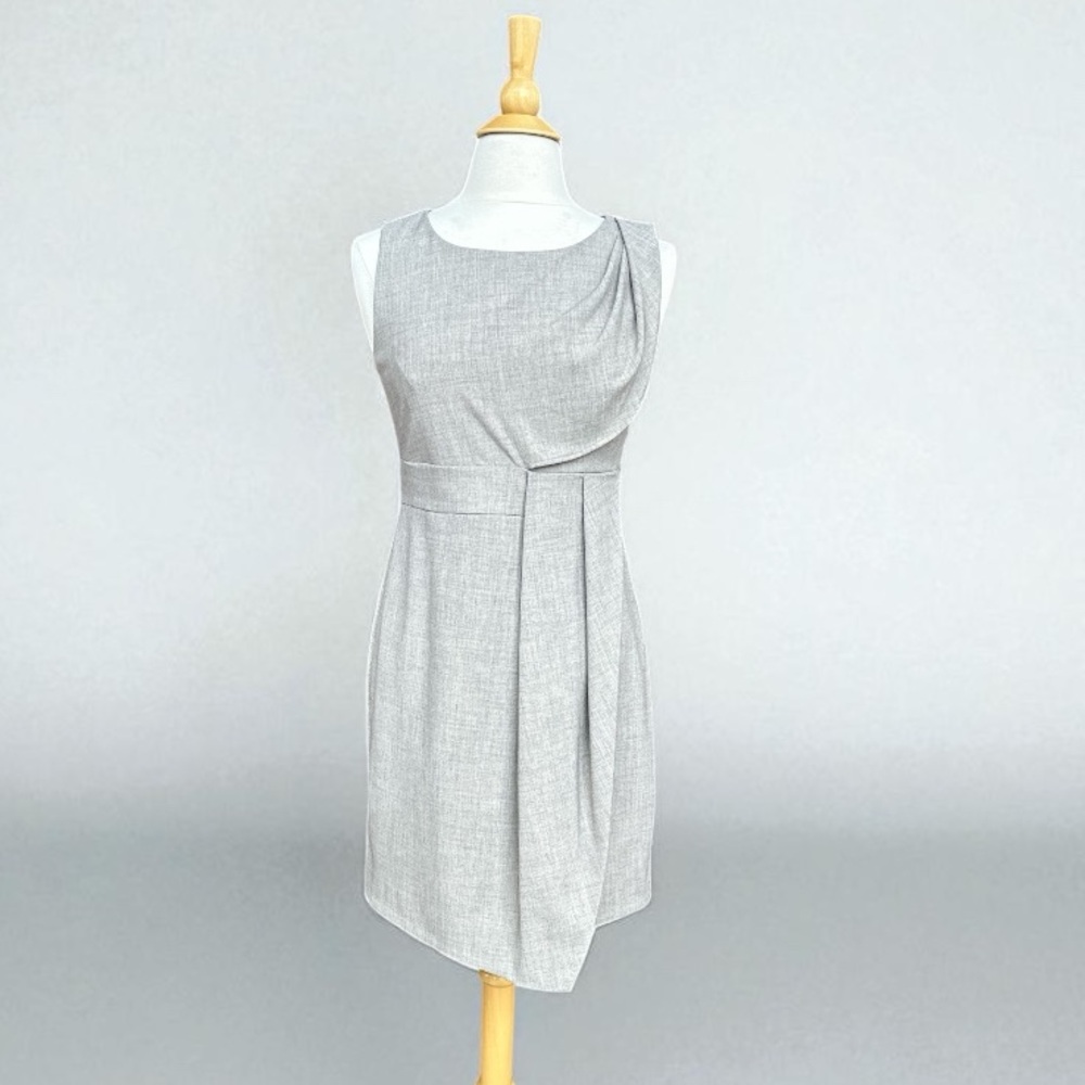 Rafaella Petite Gray Sheath Dress Faux Wrap Career Office Sleeveless Size 6P
